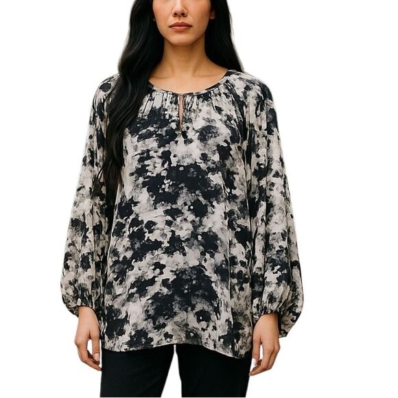 Ava for Viv | Black and gray long sleeve blouse - Picture 1 of 8